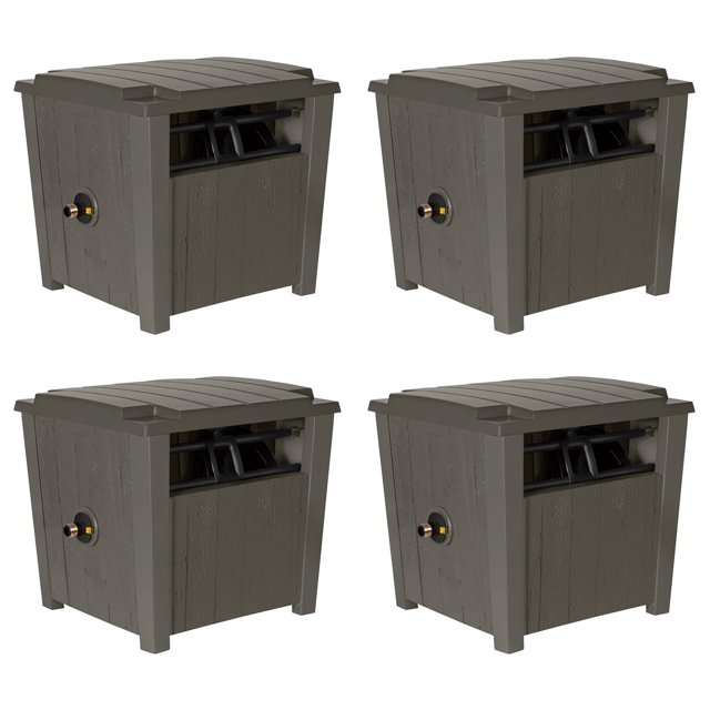 Suncast Farmington Cache-Tuyau de Jardin Pot de Rangement, Stoney (4 Pack)