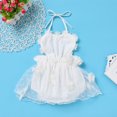 thumbnail image 3 of FYMNSI Newborn Infant Baby Girl 1st Birthday Cake Smash Outfit 3D Flower Princess Tutu Tulle Dress Bodysuit Flower Crown Headband 2pcs Set 12-18 Months White Flower, 3 of 7