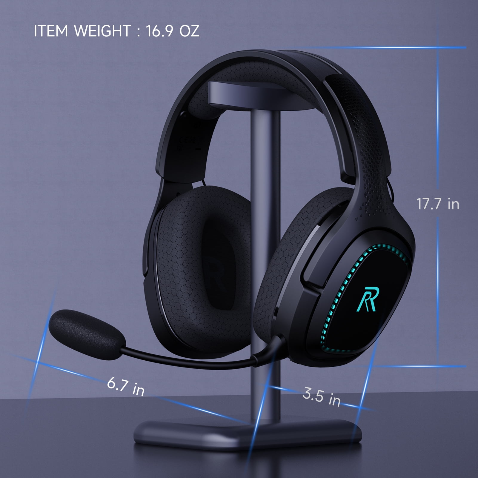 FFN 2.4GHz Wireless Gaming Headset for PS5, Bluetooth PS5 Headset with Microphone Noise Canceling, 3.5mm Wired Mode for Xbox Series, Black