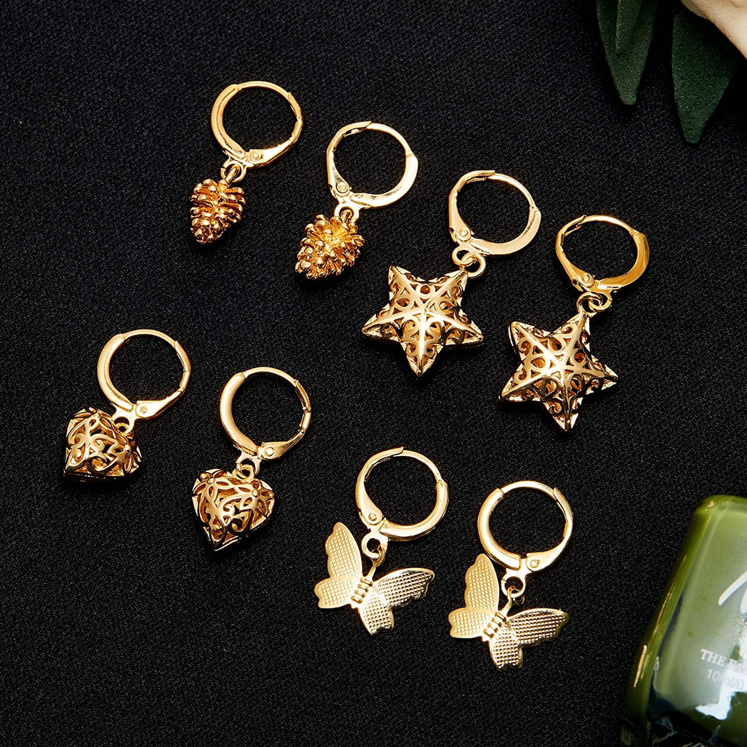 Dangle charm hoop earrings deals