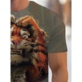 thumbnail image 5 of Men's Retro Tiger T-Shirt - Bold Animal Print Regular Version Crew Neck, Machine Washable & Affordable Fashion Casual Top, Trend Statement T-Shirt, Comfort Fabric Shirt, 5 of 6