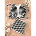 thumbnail image 2 of Arvbitana Little Girls Skirts Sets Houndstooth Print Long Sleeve Button Coat Tops + Skirts 2Pcs Fall Outfits Toddler Kids Casual Daily Clothes 2T 3T 4T 5T 6T, 2 of 9
