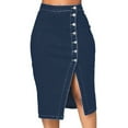 thumbnail image 5 of Idoravan Women's Basic Versatile Skirt Women Fashion Denim Pencil Skirt High Waisted Blow Knee Blue Jeans Skirts, 5 of 7
