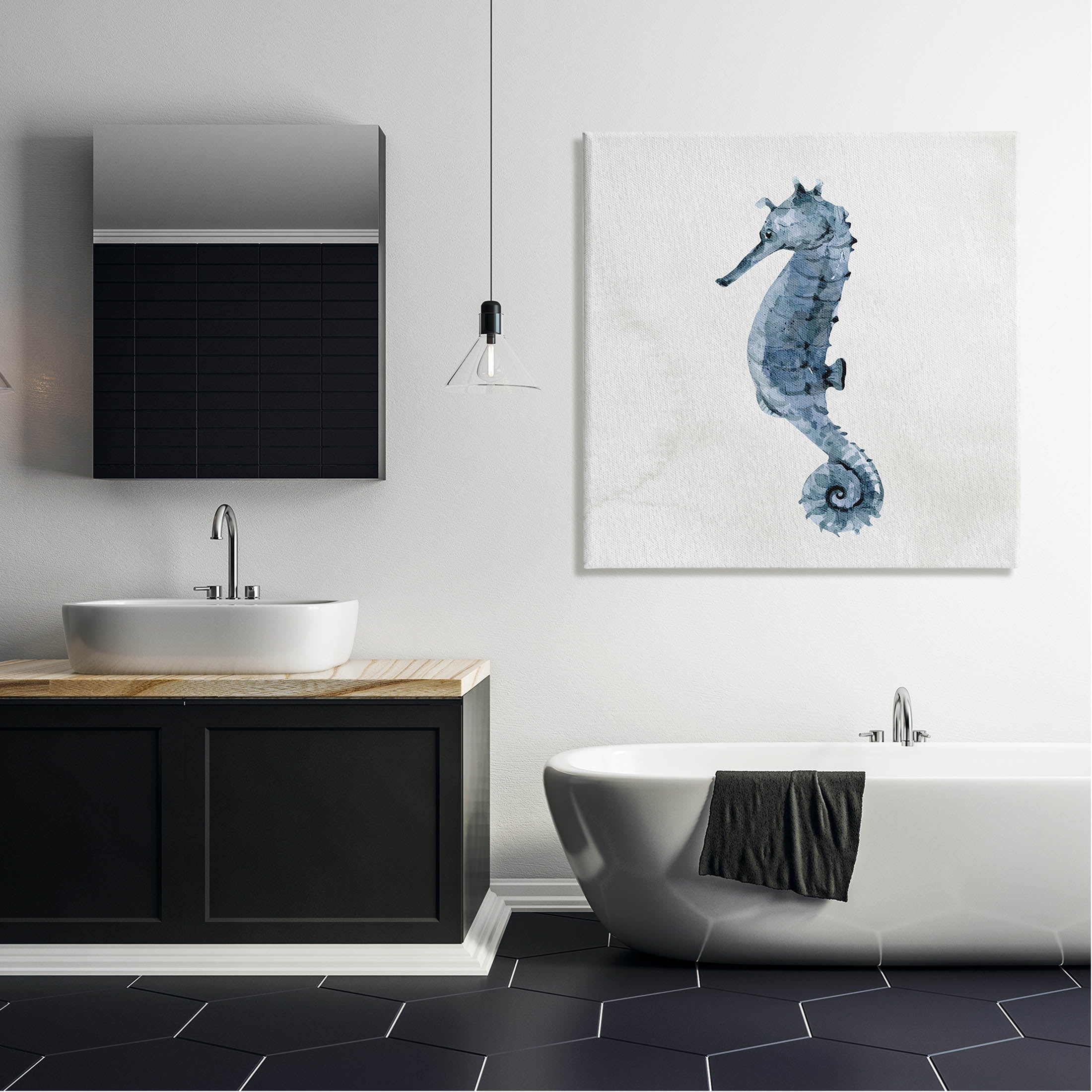 Stupell Industries Nautical Seahorse Wildlife Portrait Graphic Art Gallery Wrapped Canvas Print Wall Art, Design by Kim Allen