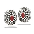 thumbnail image 1 of Sterling Silver Wholesale Carnelian Granulated Bali Style Oval Earrings 925 New Jewelry Female, 1 of 3