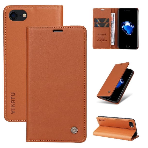Funda para iPhone SE3/SE2 Estuche de Cuero PU Tipo Cartera con Ranuras para Tarjetas y Cierre Magnético