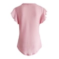 thumbnail image 4 of Scyoekwg Trendy Womens Tunic Tops Dressy Blouse Casual Short Sleeve Tshirt Loose Comfy Blouse Crewneck Ruffle Classic Solid Color Tunic Tops (Pink,XL), 4 of 6