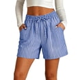 thumbnail image 2 of Yievot Womens Striped Shorts Elastic High Waist Drawstring Relaxed Fit Lightweight Casual Summer Shorts, 2 of 8