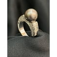thumbnail image 5 of Pave 9.60 Cts Baguette Round Cut Diamonds South Sea Pearl Party Ring In Stamped 18K White Gold, 5 of 13