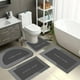 thumbnail image 5 of Juego de alfombras para baño, Super absorbente, antideslizante, fácil de limpiar, tamaño grande, color negro, 5 of 6