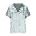 thumbnail image 4 of fheaev Roll Up Shirt Women Short Sleeve Button Blouse Collared Tops Work Tunic Tops With Pocket, 4 of 6
