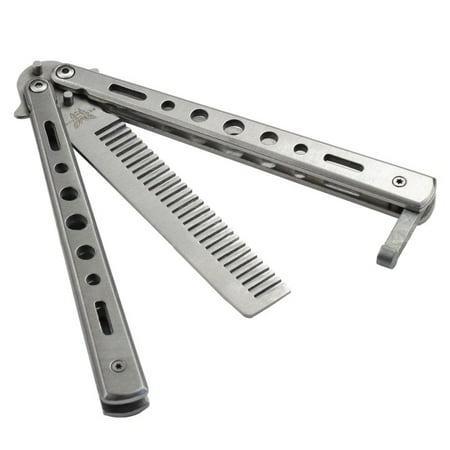 Stainless Steel Butterfly Balisong Comb Practice Trainer Knife Dull (Best Balisong For Flipping)