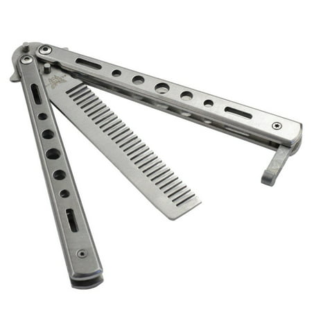 Stainless Steel Butterfly Balisong Comb Practice Trainer Knife Dull
