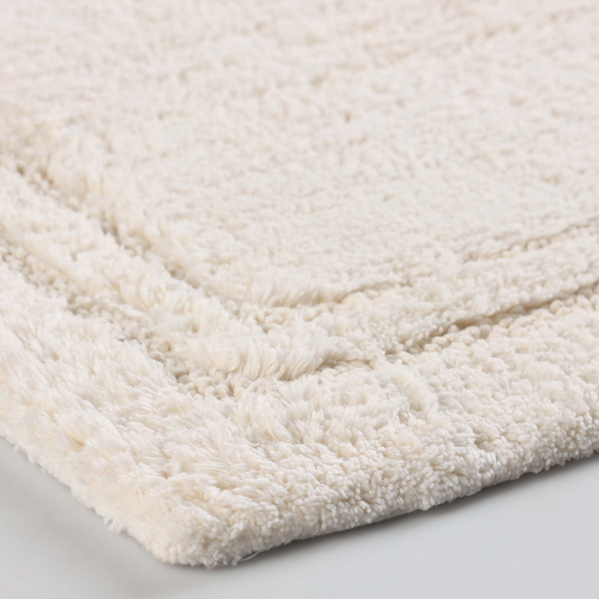 Superior Solid Bordered Cotton Washable Non-Slip Bath Rug, Runner Size, Cream