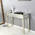 thumbnail image 5 of MINKUROW Mirrored Console Table,Beautiful Mirrored Desk,Vanity Dressing Table Makeup Desk for Girls/Women with 3 Drawers,Champagne Gold Console Table at Hallway or Bedroom, (41.73 x 14.96 x 29.92)", 5 of 5