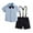 A Light Blue, variant on Esaierr Kids Baby Boys Shirt Clothes 3PCS Outfits Infant Boys Solid Color Cardigan Tops  suspenders Shorts   Bowtie Spring Summer Gentleman Set 6 Months - 8 Years