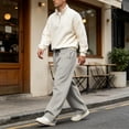 thumbnail image 7 of Dwellite Baggy Sweatpants Men Wide Leg Lounge Pants with Pockets Soft Drawstring Waist Open Bottom Joggers for Gym Travel Light Gray 2XL, 7 of 7