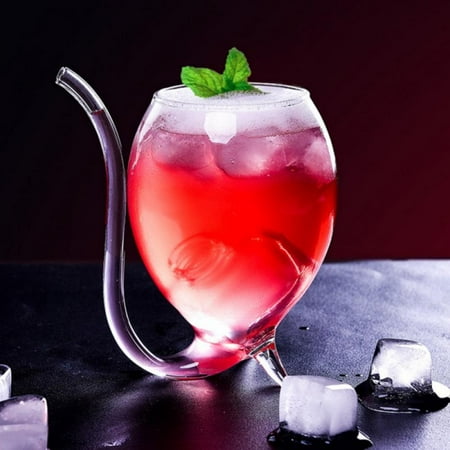 

Wine Glass With Straw - Vampire-Goblet Clear Enhance Taste Wine Aerator Built In Tube Straw Special Cup Best Gift 300ml
