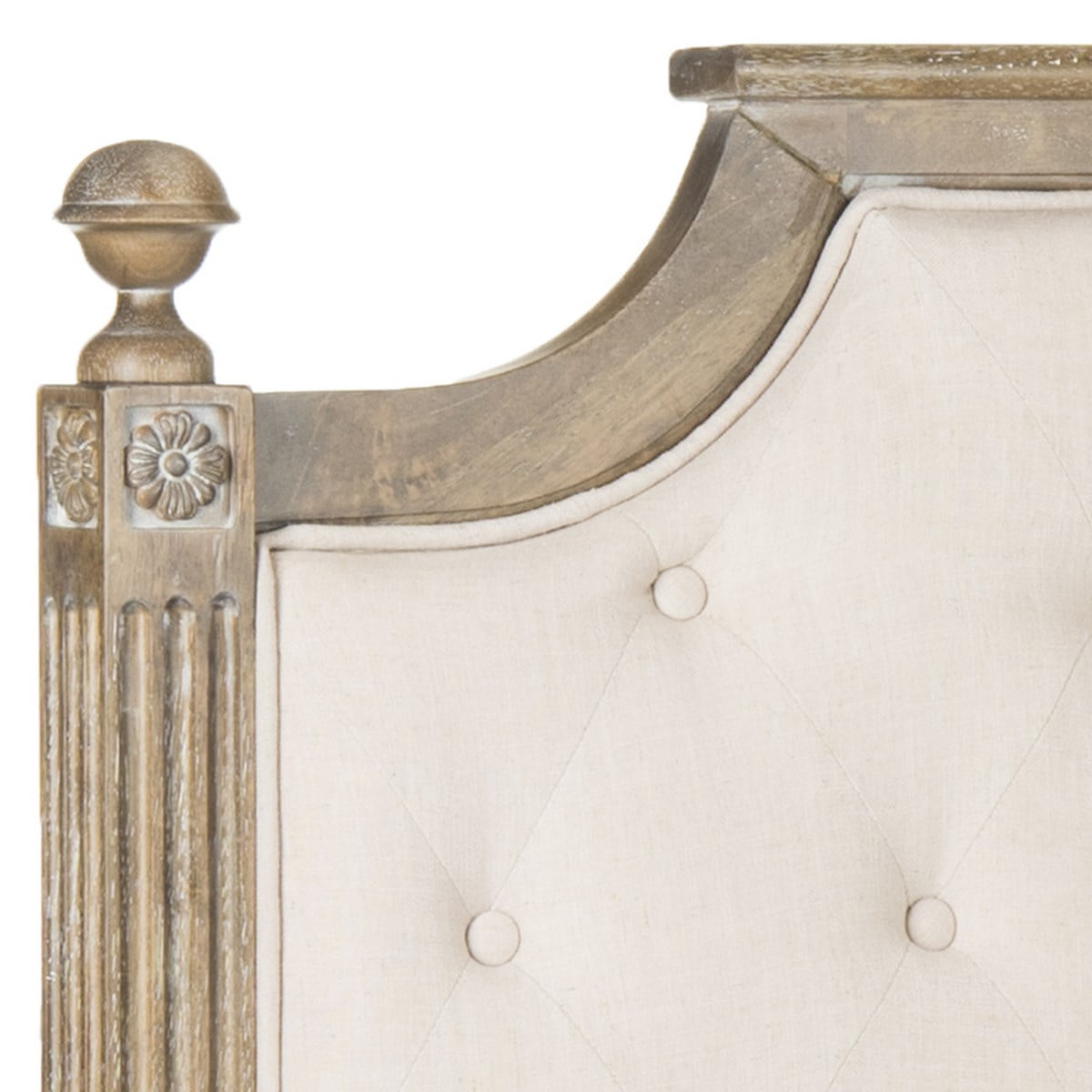SAFAVIEH Rustic Wood Tufted Upholstered Headboard, Queen, Beige Linen