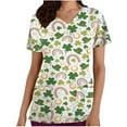 thumbnail image 2 of LSLJS St. Patrick's Day Haut d'Infirmière à Manches Courtes Imprimé avec Poche Col en V pour Femmes, Blouses Médicales pour Femmes, 2 of 3