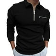 thumbnail image 2 of UVEASISHA Mens Polo Shirts Quarter Zip Shirts Casual Classic Lightweight Long Sleeve Golf Collared Shirt Stylish Fall Pullover Tops with Zipper Pocket Black L, 2 of 6