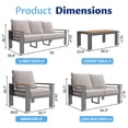 thumbnail image 5 of LazySunsets 6 Piece Aluminum Patio Furniture Set, 7-Seat Oversized Outdoor Sectional with Patio Umbrella, Light Gray, 5 of 10