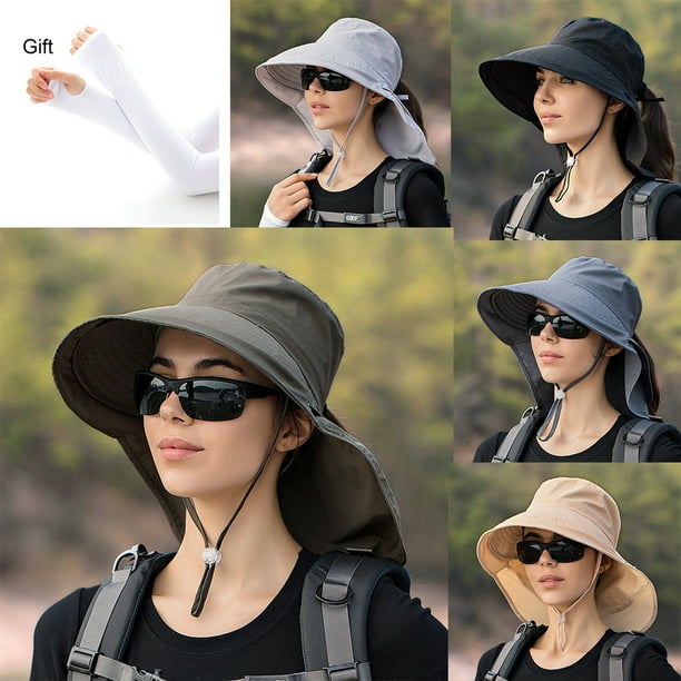 Women's UPF 50+ Wide Brim Sun Hat with Ponytail Hole Hiking Hunting Cap
