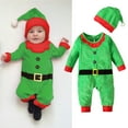 thumbnail image 2 of Generic Girls' Fashion Baby Boys Christmas Old Man Jumpsuit Long Sleeve Romper Hat 2PCS Romper Outfit Set for Casual Breathable Clothing(3-6 Months,Green), 2 of 9