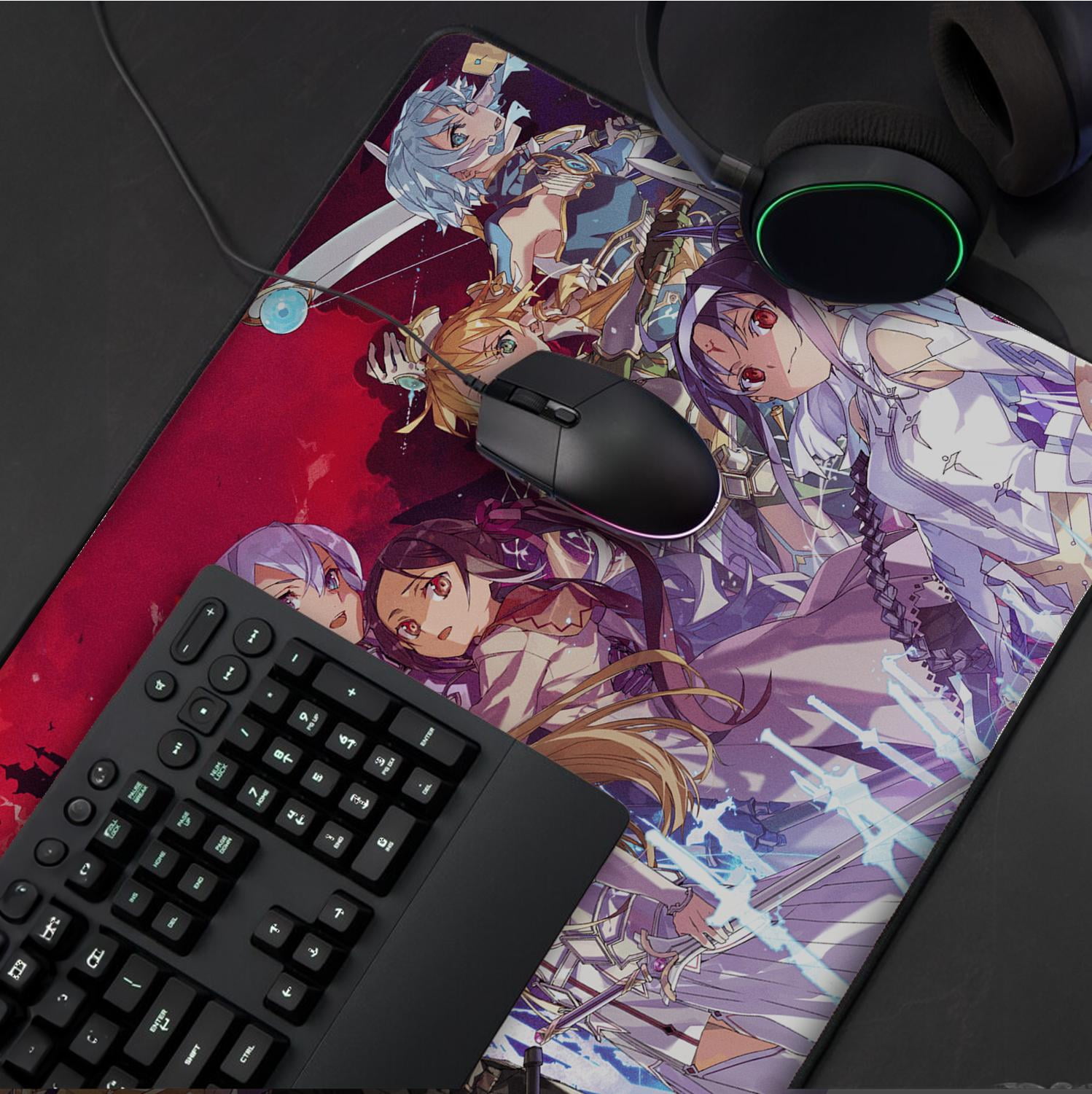 Sword Art Online Anime Gaming Mousepad, Large Extended Desk Mat with Character Design