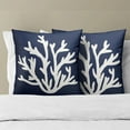 thumbnail image 5 of Beach Navy Blue Coral Throw Pillow Cover 18x18 Inch Pack of 2 Summer Blue and White Nautical Cushion Pillow Case Square Cotton Coastal Pillowcase for Party Bed Sofa Home Car Bedroom Outdoor, 5 of 6