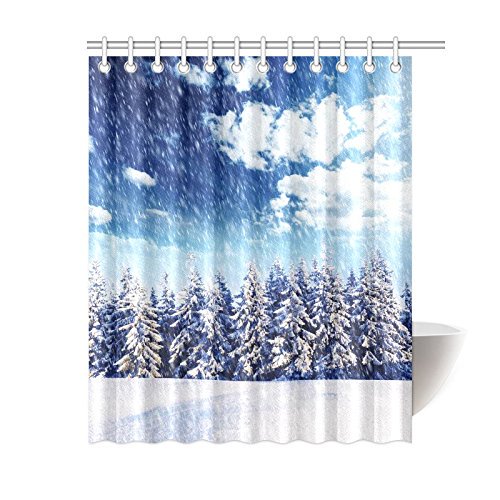 Cortina de Ducha ABPHQTO Paisaje Invernal con Árboles Cubiertos de Nieve 150x180 cm
