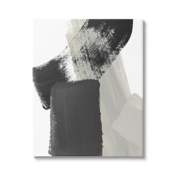 Stupell Industries Black & Beige Abstract Abstract Painting Gallery Wrapped Canvas Print Wall Art, 24 x 30