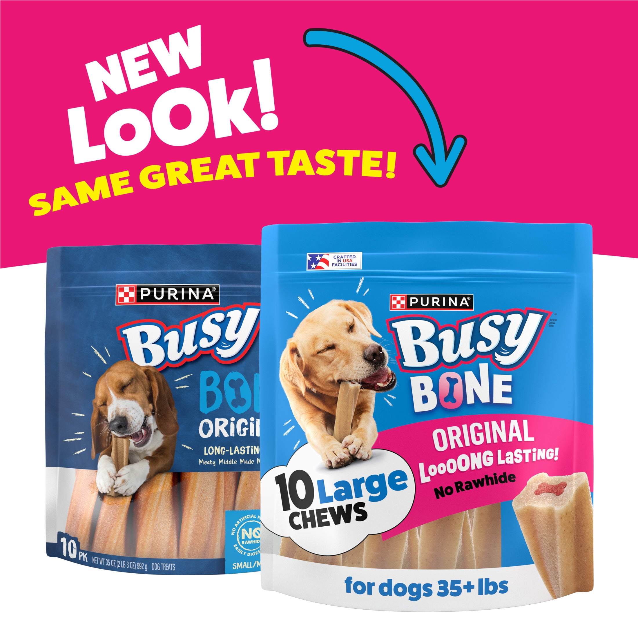 (3 pack) Purina Busy Bone Original Chew Large Dog Chew Treats, 35 oz.