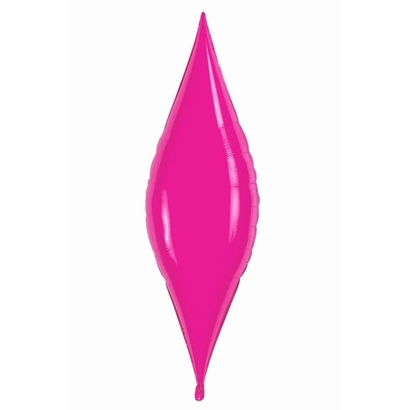 PMU Taper Shaped Magenta 13in Pre-Inflated Mylar Balloon with Stick and Fringe Ribbons Birthday Party Decorations