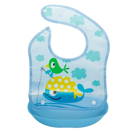 

Binmer Cute Cartoon Baby Bib With Removable Pocket -Adjustable Waterproof Bib For Kids