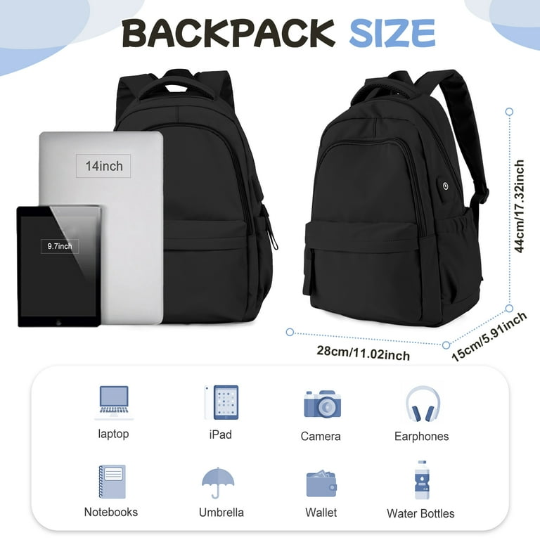 MKV Cute Aesthetic Backpacks for College with USB Charge, Simple