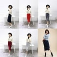 thumbnail image 5 of Split Pencil Skirt ,Women's Elastic High Waist Stretch Cotton Knee Pencil Midi Skirt slim fit hip professional skirt, 5 of 5