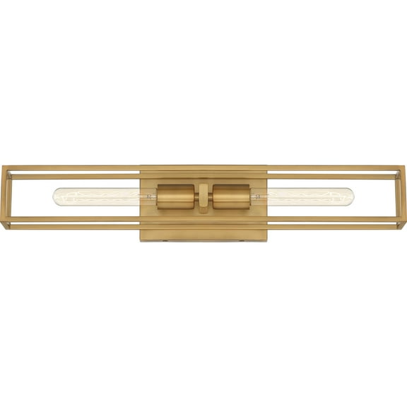 Quoizel Leighton 2-Light 24" Bathroom Vanity Light in Weathered Brass