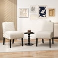 thumbnail image 2 of Gymax 4PCS Armless Accent Chair w/ Rubber Wood Legs Modern Vanity Chair for Bedroom Beige Floral Beige, 2 of 9