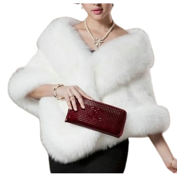Chal de piel sintética, bufanda, abrigo cálido para invierno, capa para mujer