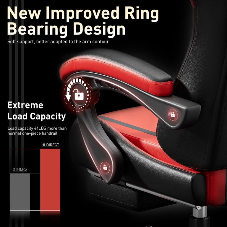 Hldirect Ergonomic Gaming Chair, Black & Red with Pocket Springs photo 3
