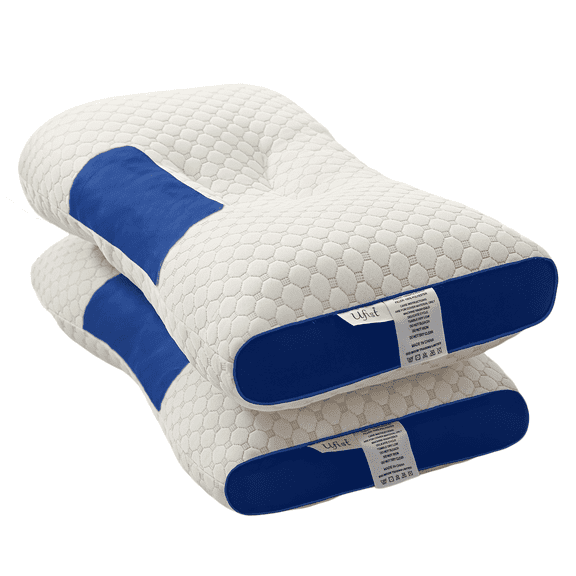 2-Pack Premium Contour Neck Pillows Ergonomic Cervical Support Design, Durable Inner Filling, Washable Zipper Cover for Restful Night Sleep