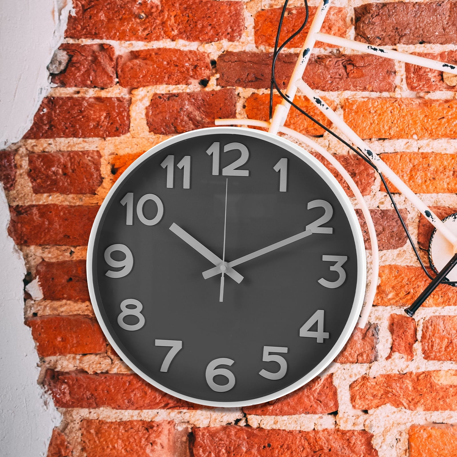 Ticking Wall Clock Stylish Clock 30x30x4.5cm White