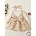 thumbnail image 2 of Bagilaanoe Toddler Baby Girl Dress Ruffle Long Sleeve A-line Princess Dresses + Headband 3M 6M 9M 12M 18M 24M 3T Kid Fall Patchwork Skirt, 2 of 9