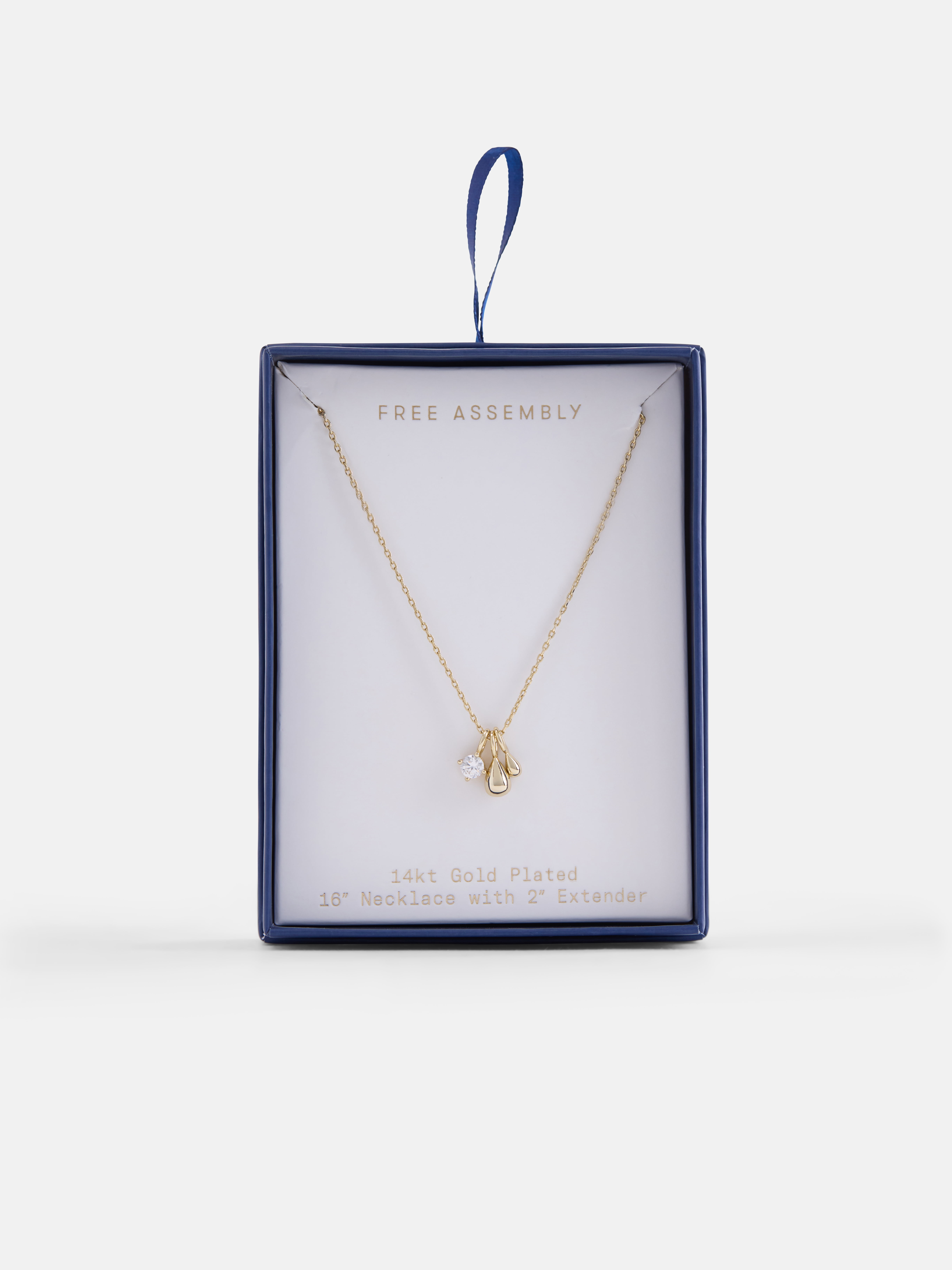 Free Assembly Women's Demi Fine 14k Gold Plated Cubic Zirconia Charm Necklace, 16" + 2" Extender