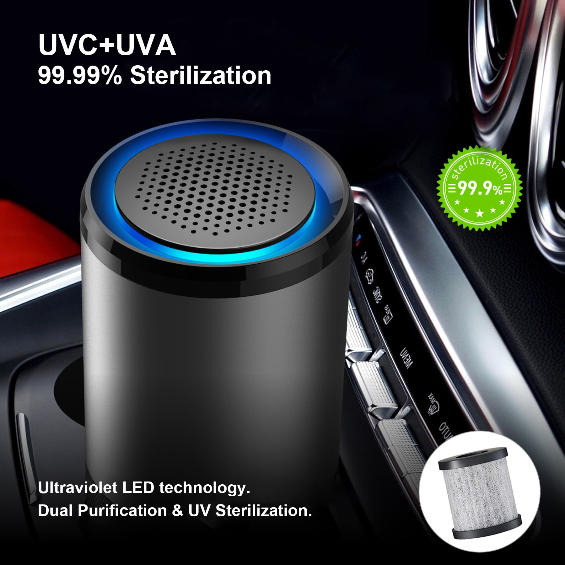 Details about   Air Purifier UV Filter Air Fresh Cleaner Home Smoke Disinfection Pet Room Car US