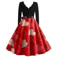 thumbnail image 3 of Fgvctg Valentine's Day Womens Dresses Cute Heart Graphic Cocktail Dresses Vintage V Neck 1950s Dresses Long Sleeve Dressy Romantic Date Night Clothes Red S, 3 of 3