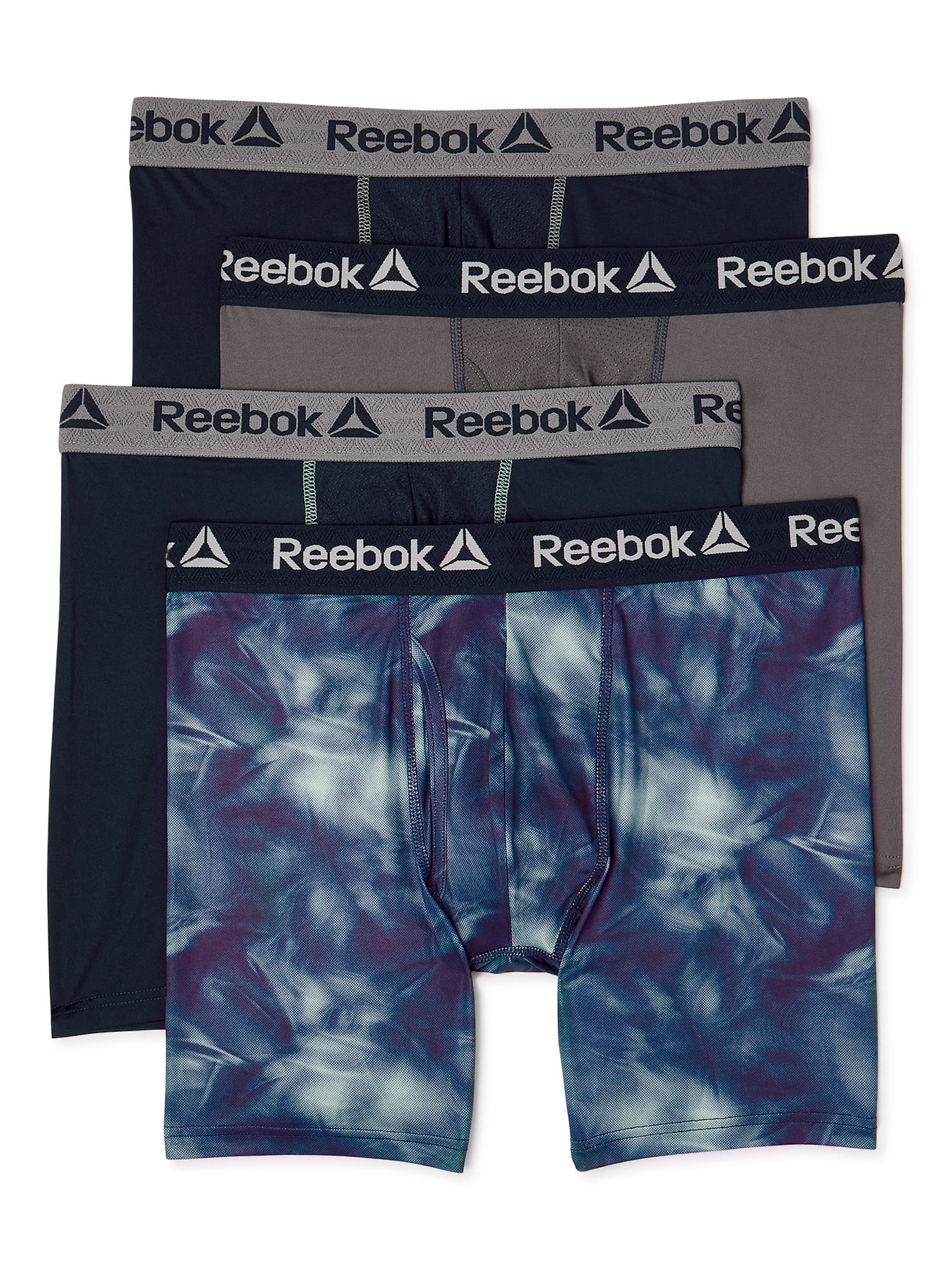 Reebok Men's Performance Regular Leg Boxer Briefs, 4 Pack