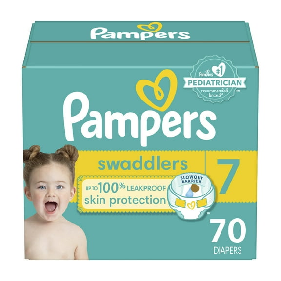 Pampers Swaddlers Diapers, Size 7, 70 Count