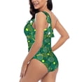 thumbnail image 4 of Salouo Tennis Rackets and Balls Pattern One Shoulder Ruffled One Piece Swimsuit for Women V Neck Swimwear Tummy Control Bathing Suit-X-Large, 4 of 6